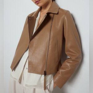 Pedro del Hierro Women’s size 8 The Perfect Leather Beige Sheep Jacket
